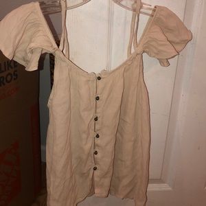 Spaghetti strap off the shoulder button up